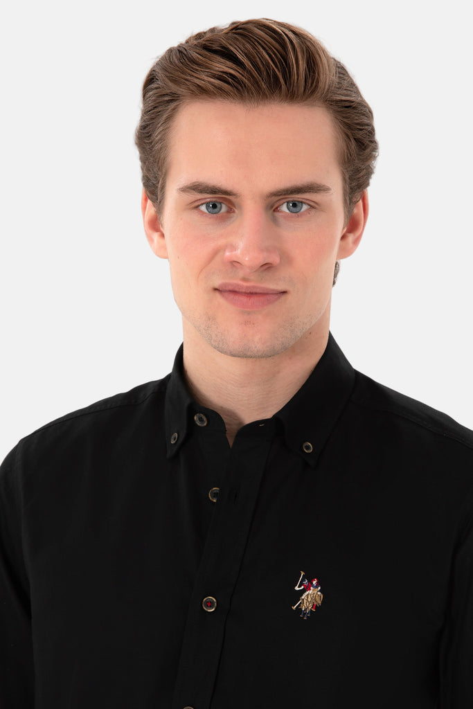 U.S. Polo Assn. crna muška košulja dugih rukava sa logom-[SKU]