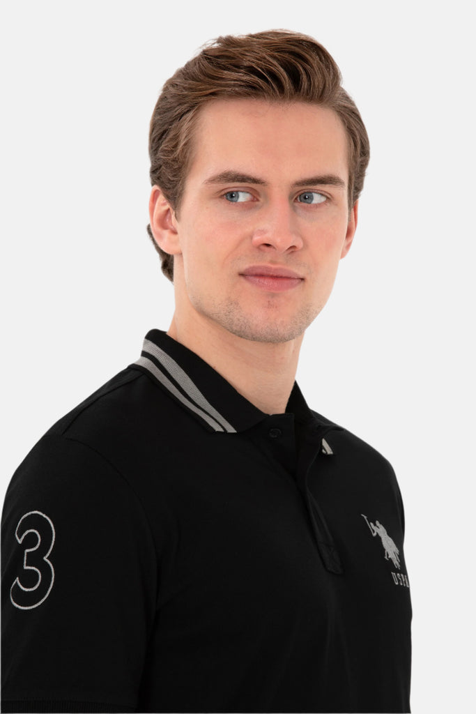 U.S. Polo Assn. crna muška majica s kontrastnim detaljima-[SKU]