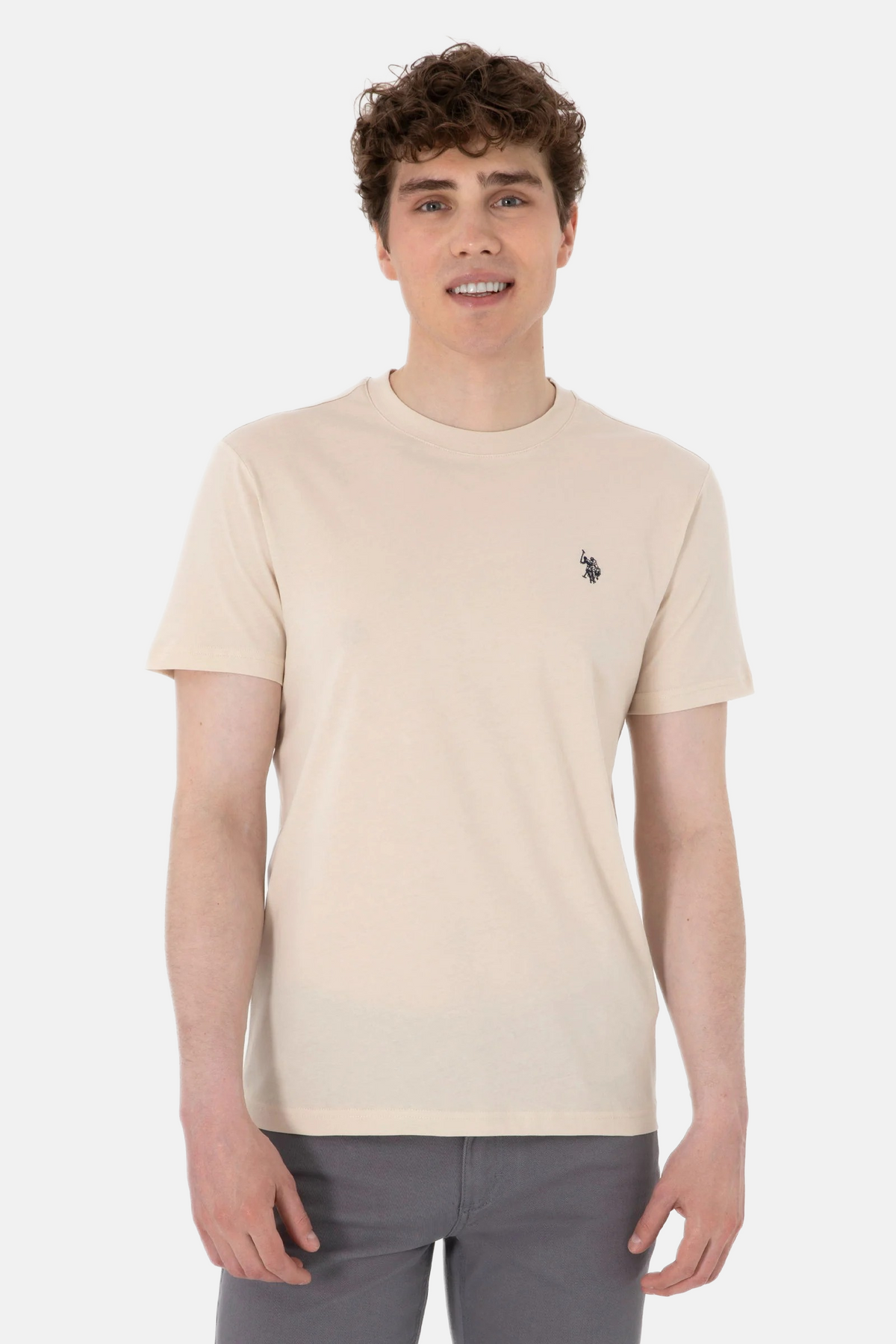 U.S. Polo Assn. bež muška majica sa jednostavnim dizajnom