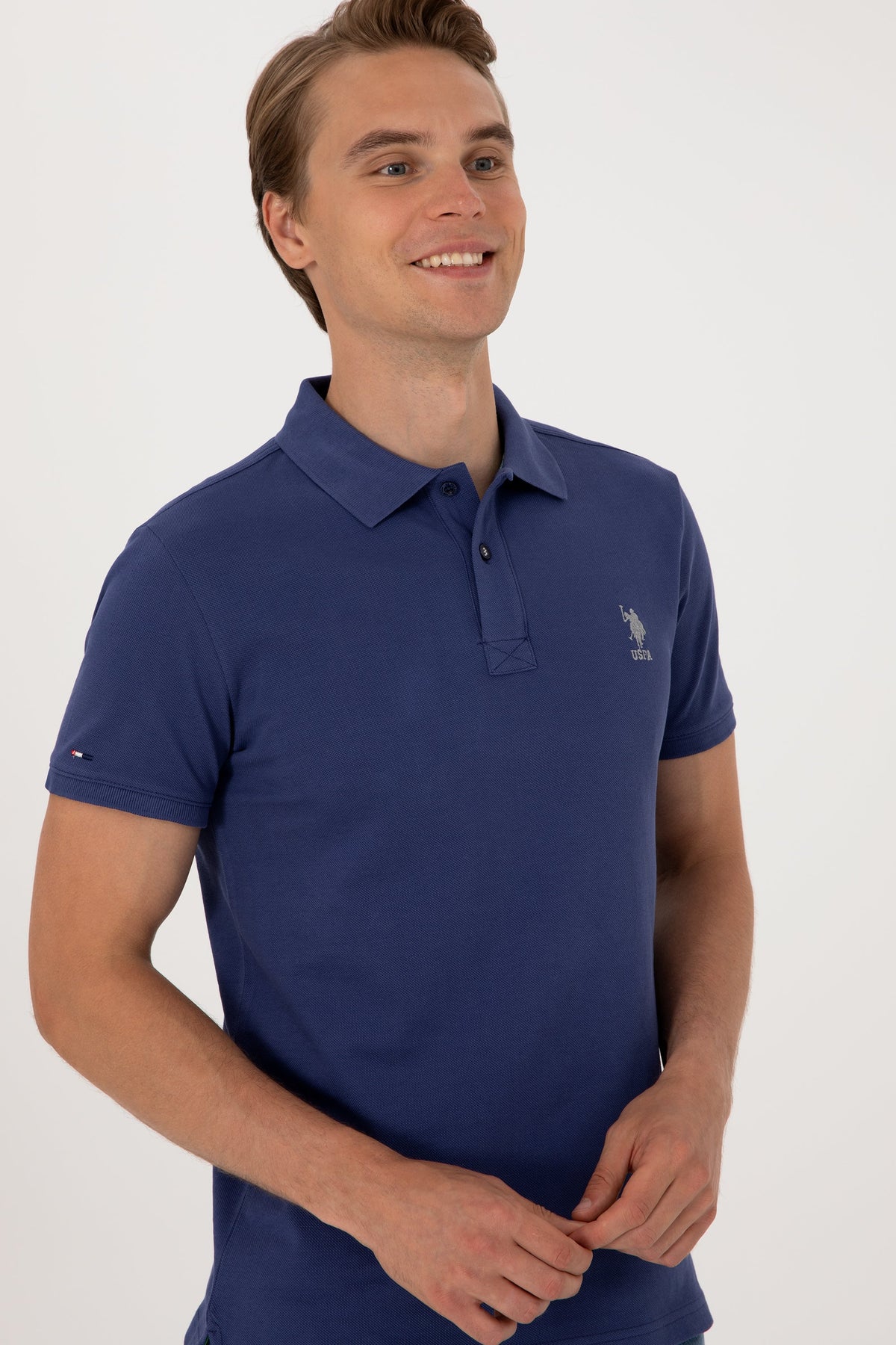 U.S. Polo Assn. plava muška polo majica s logom u istom tonu
