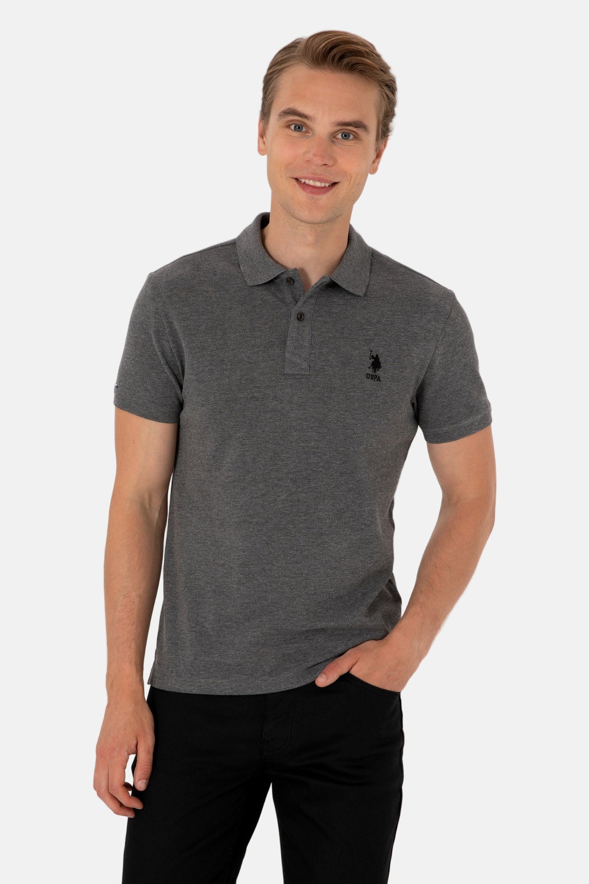 U.S. Polo Assn. siva muška polo majica kratkih rukava klasičnog kroja