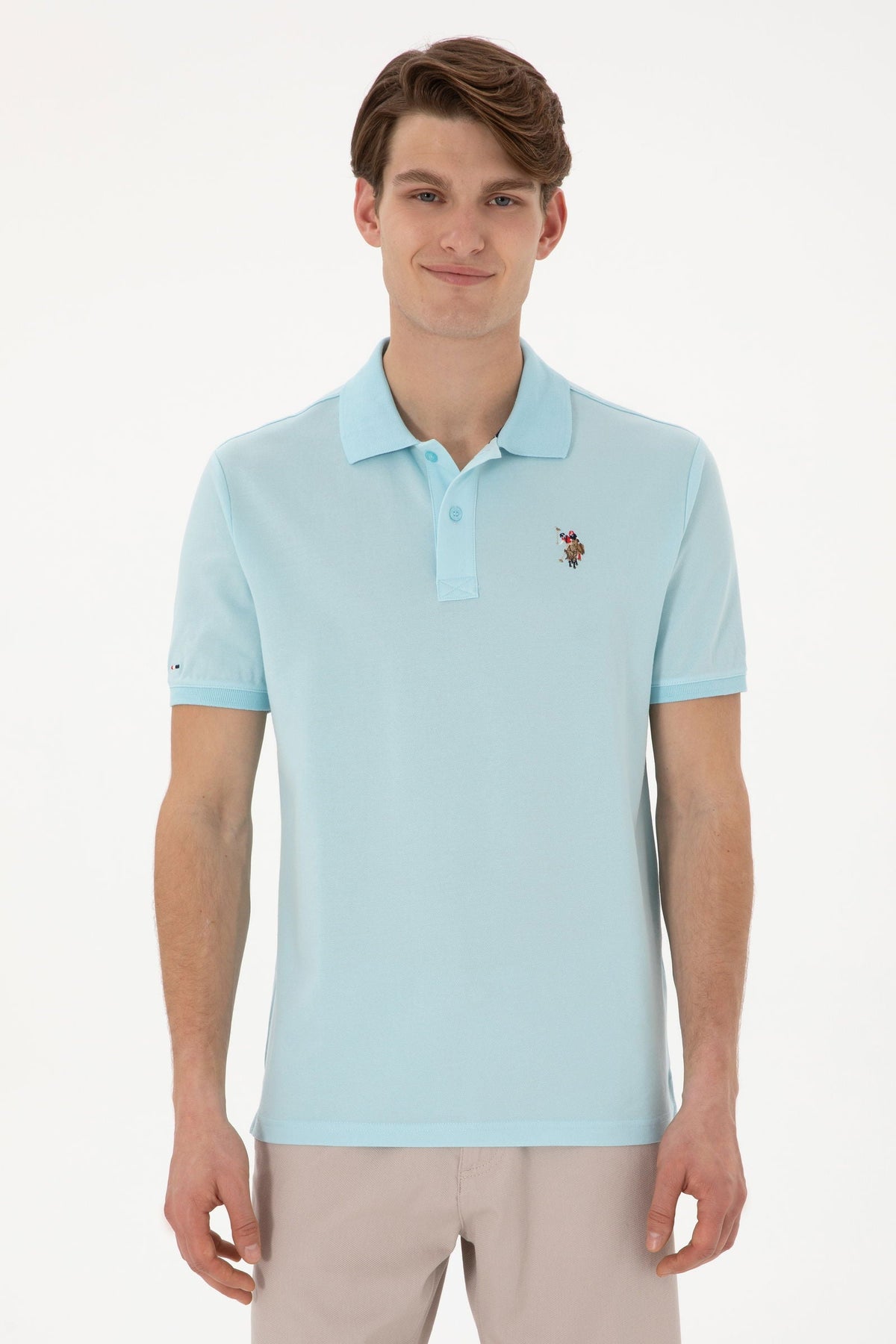 U.S. Polo Assn. svijetloplava muška polo majica s kontrastnom kragnom