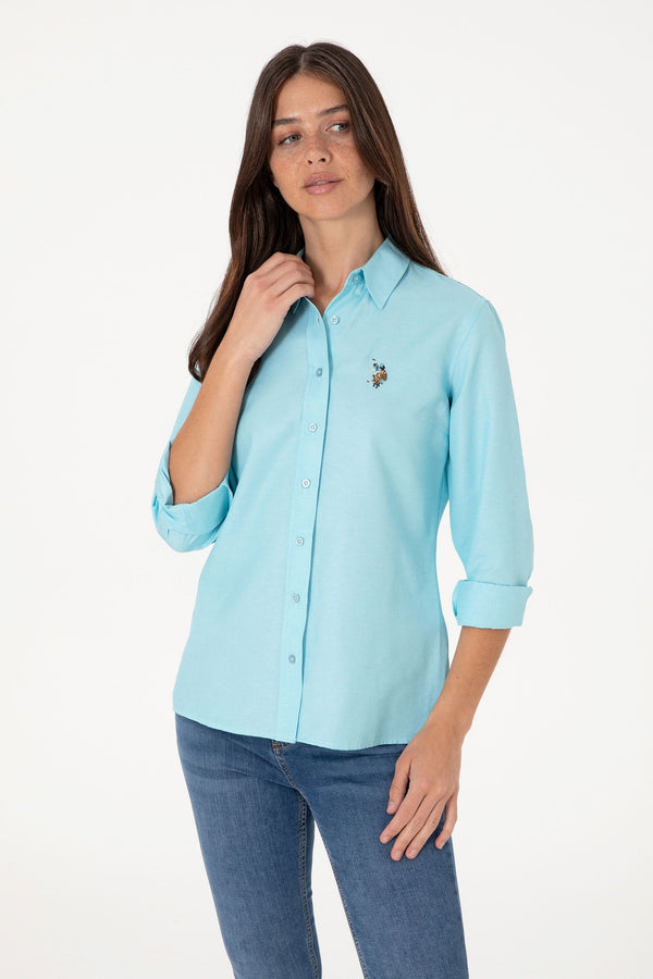 U.S. Polo Assn. tirkizna ženska košulja s vezom dugih rukava