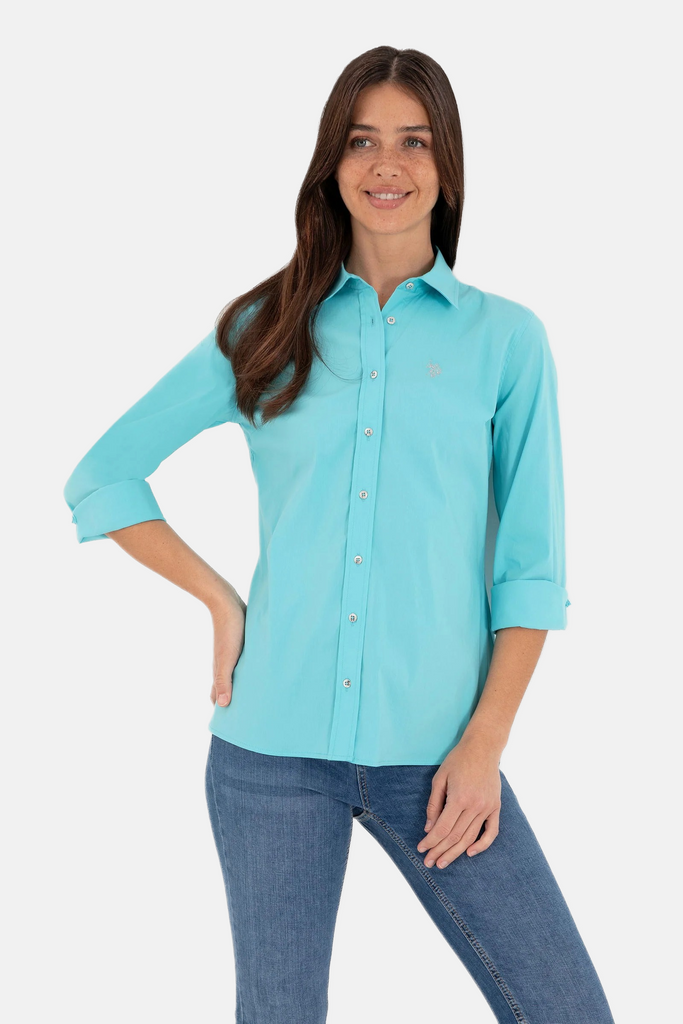 U.S. Polo Assn. tirkizna ženska košulja s dugim rukavima-[SKU]