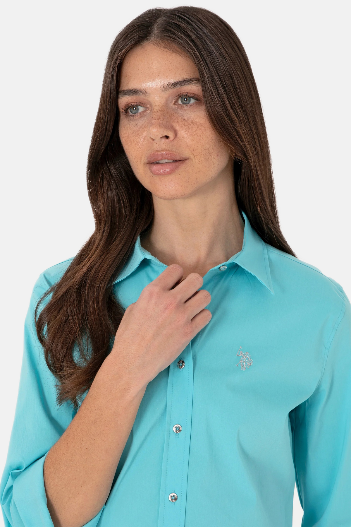 U.S. Polo Assn. tirkizna ženska košulja s dugim rukavima