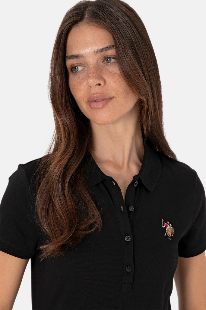 U.S. Polo Assn. crna ženska majica s detaljima u boji-[SKU]