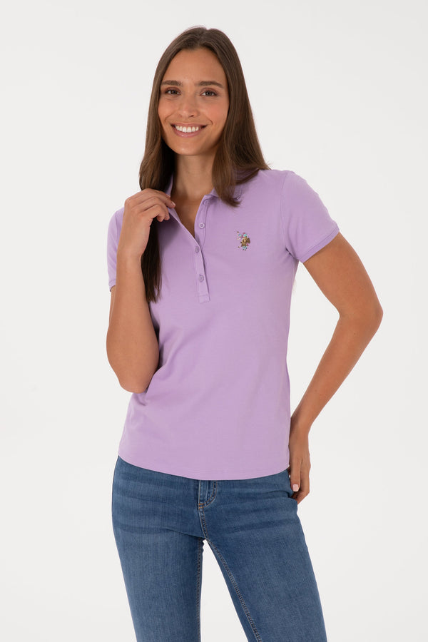 U.S. Polo Assn. lila ženska polo majica pletene teksture s malim logom