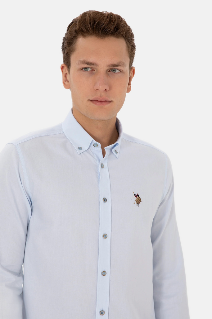 U.S. Polo Assn. svijetlo plava muška košulja s uzorkom-[SKU]