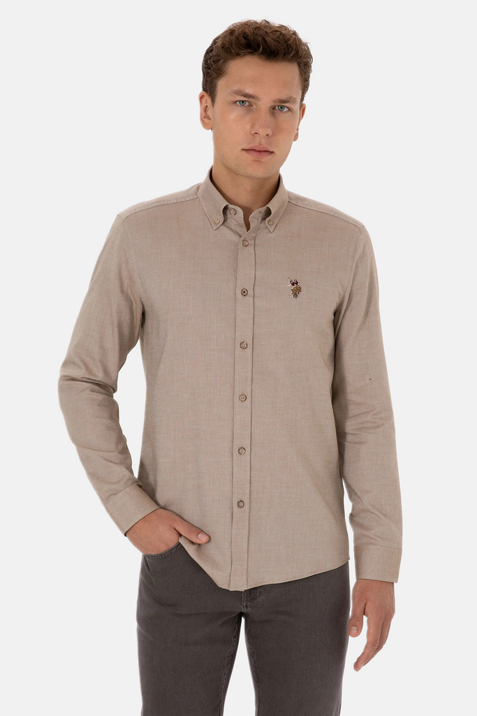 U.S. Polo Assn. khaki muška košulja s teksturom-[SKU]