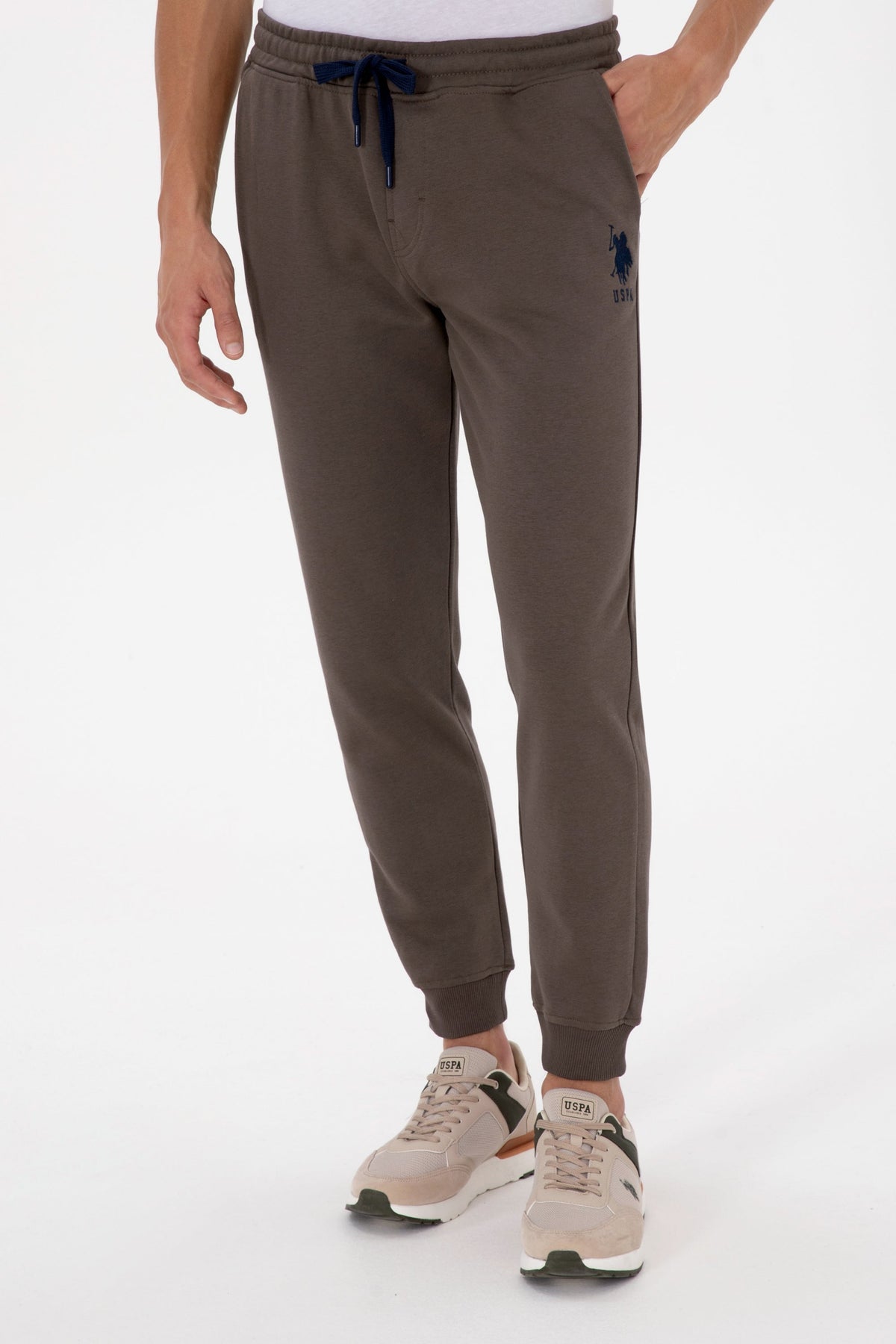 U.S. Polo Assn. smeđe muške pantalone od trenerke s manžetama