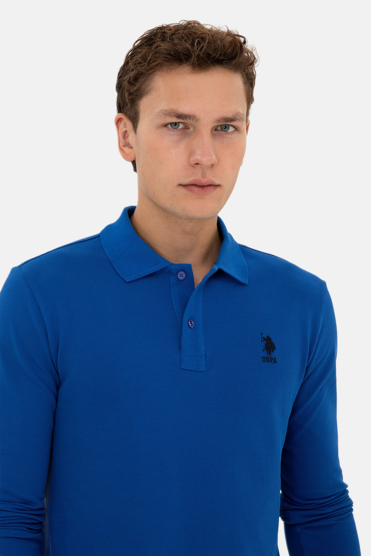 U.S. Polo Assn. plava muška polo majica dugih rukava klasičnog kroja