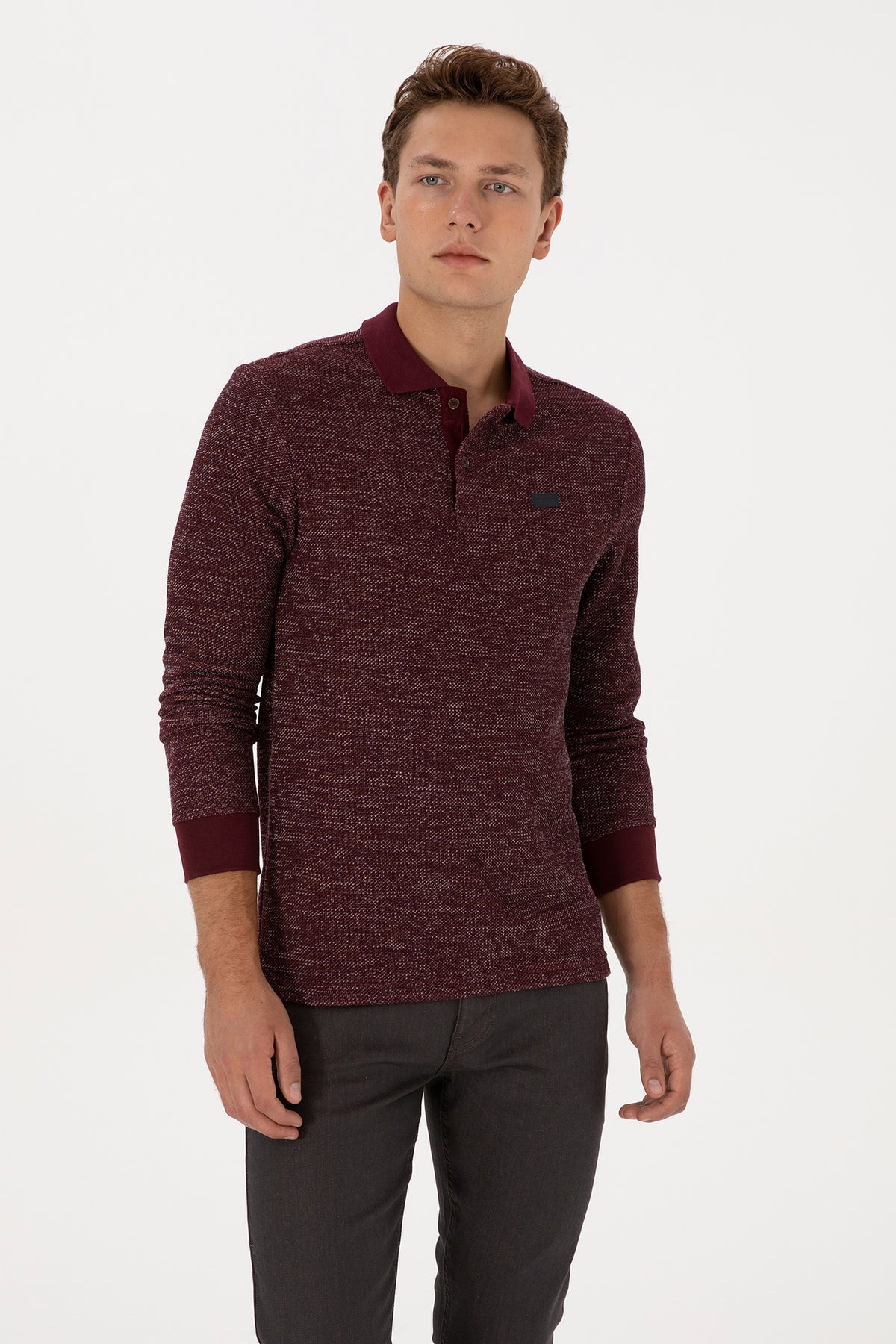 U.S. Polo Assn. bordo muška polo majica s mikro uzorkom