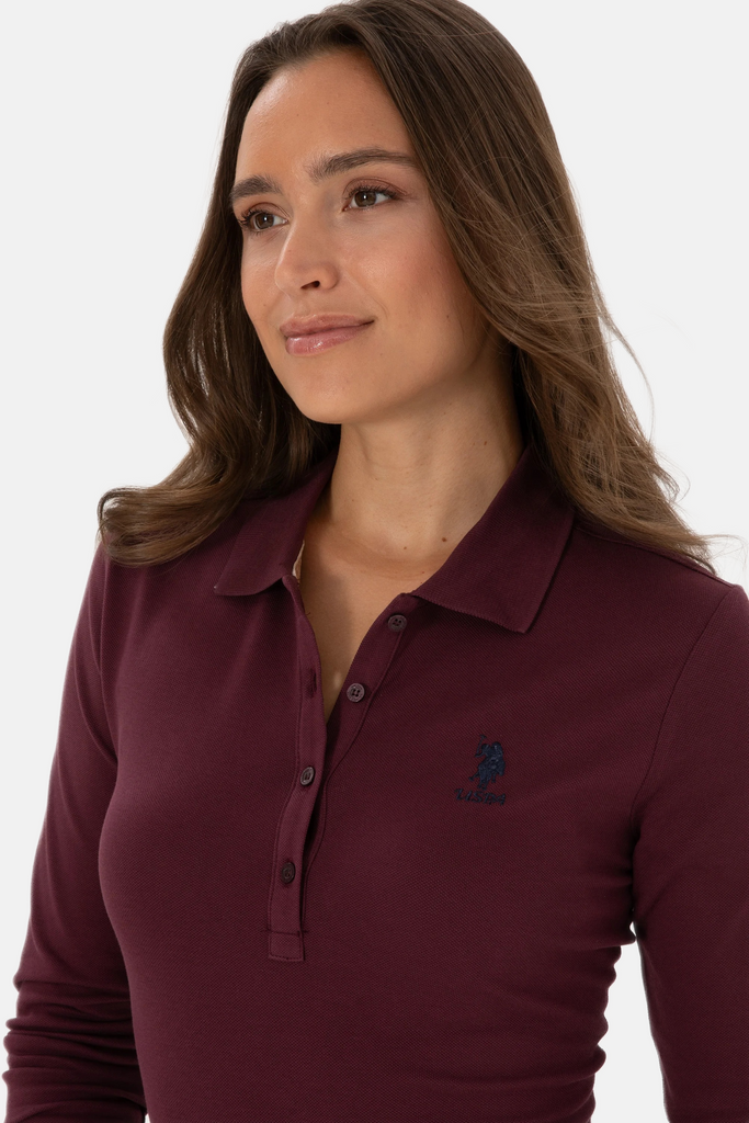 U.S. Polo Assn. bordo ženska polo majica dugih rukava-[SKU]