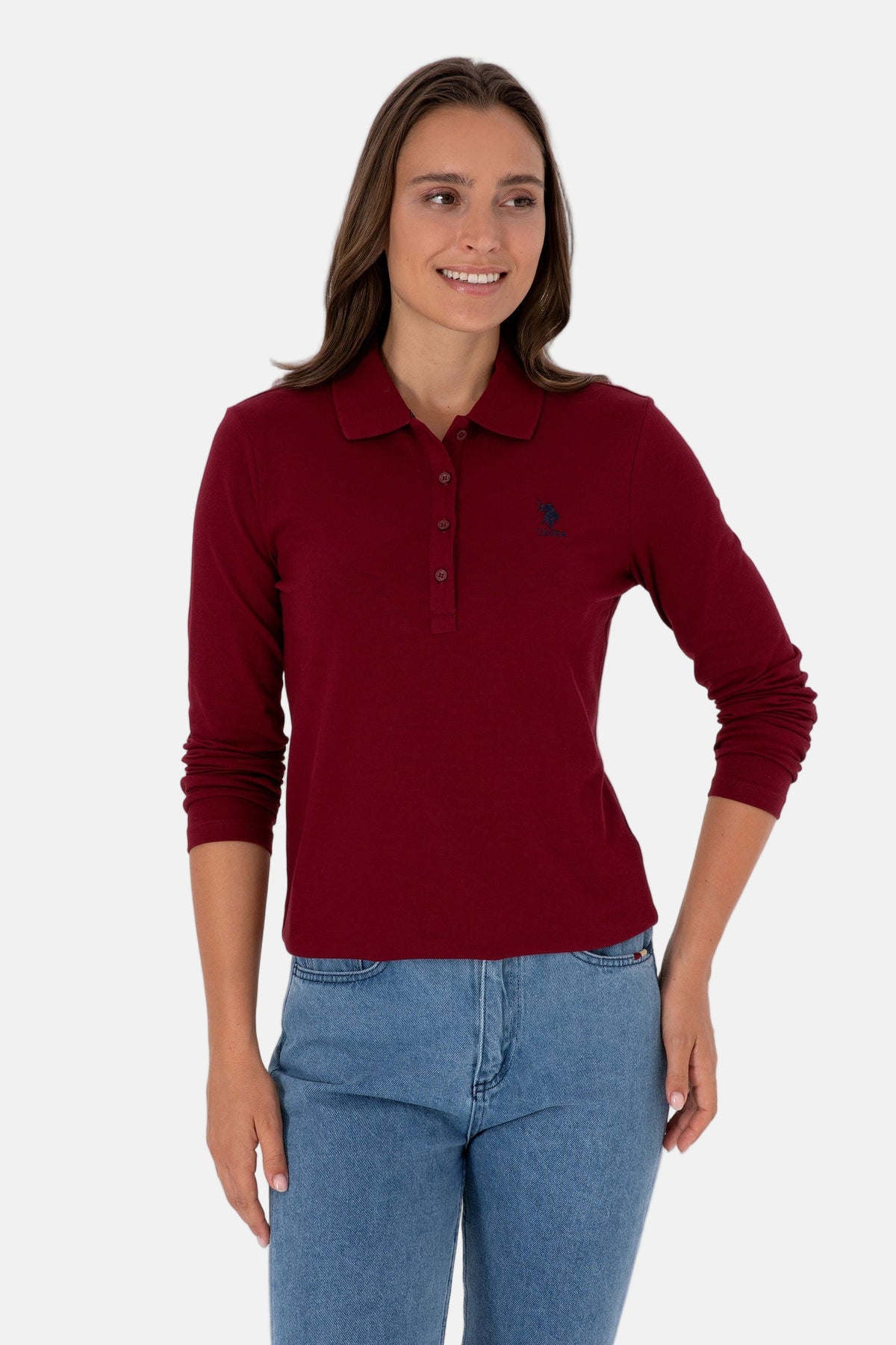 U.S. Polo Assn. bordo ženska polo majica dugih rukava klasičnog kroja