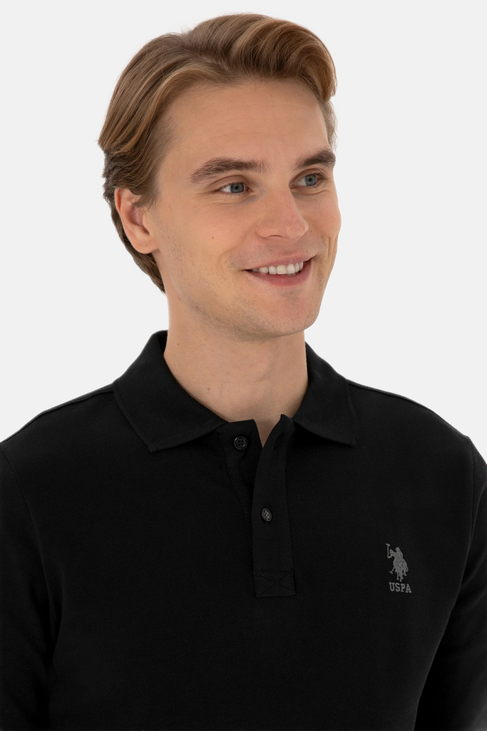 U.S. Polo Assn. crna muška polo majica dugih rukava-[SKU]