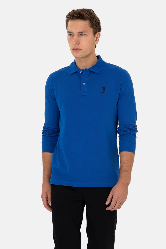 U.S. Polo Assn. plava muška polo majica dugih rukava-[SKU]