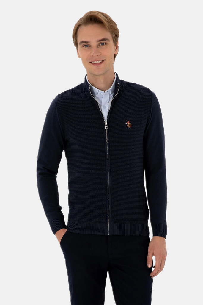 U.S. Polo Assn. teget plavi muški džemper sa rajsferšlusom-[SKU]