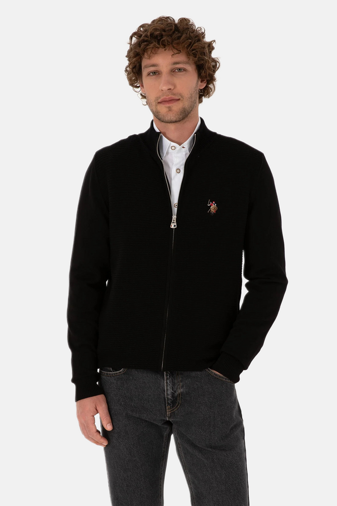 U.S. Polo Assn. crni muški džemper sa rajsferšlusom-[SKU]