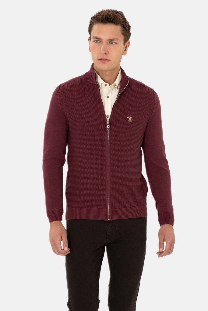 U.S. Polo Assn. crveni muški džemper sa rajsferšlusom-[SKU]