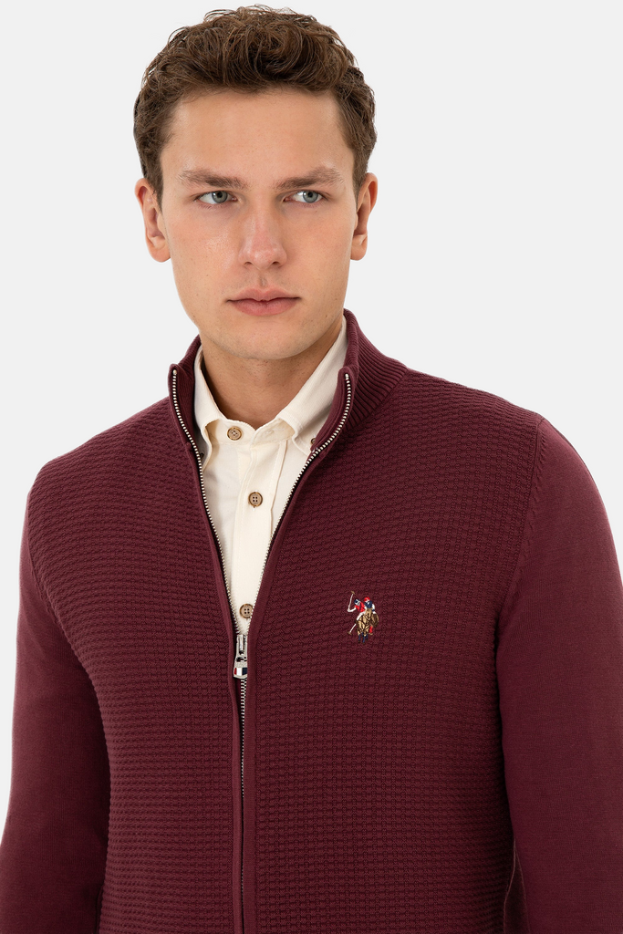 U.S. Polo Assn. crveni muški džemper sa rajsferšlusom-[SKU]