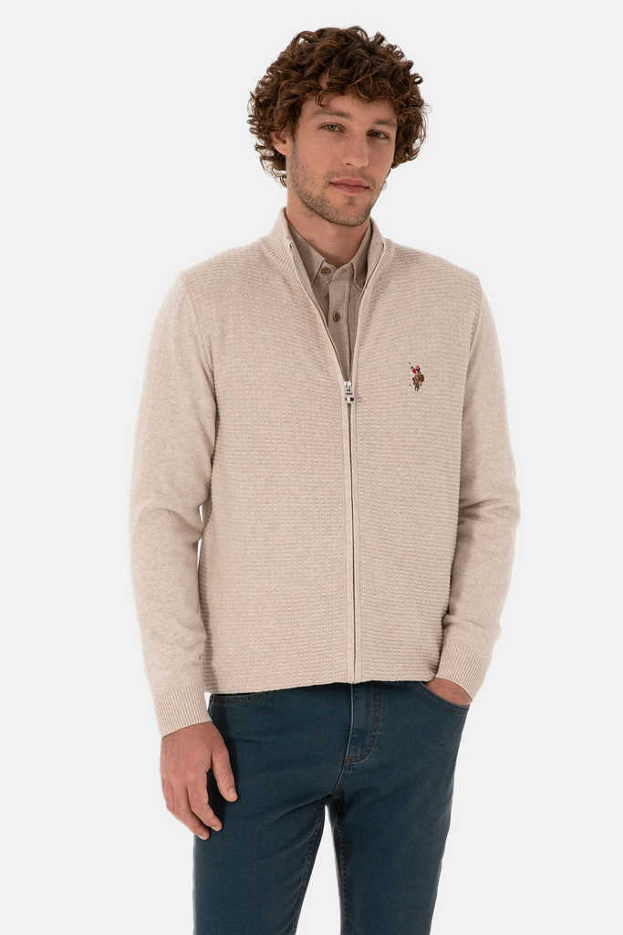 U.S. Polo Assn. bež muški džemper sa rajsferšlusom-[SKU]