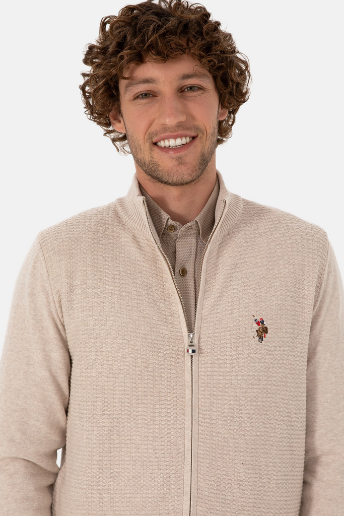 U.S. Polo Assn. bež muški džemper sa rajsferšlusom-[SKU]