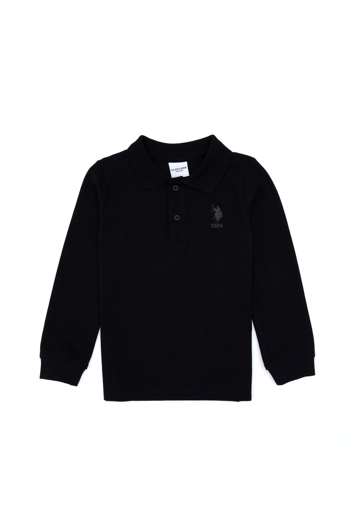 U.S. Polo Assn. crna majica za dječake dugih rukava s polo kragnom