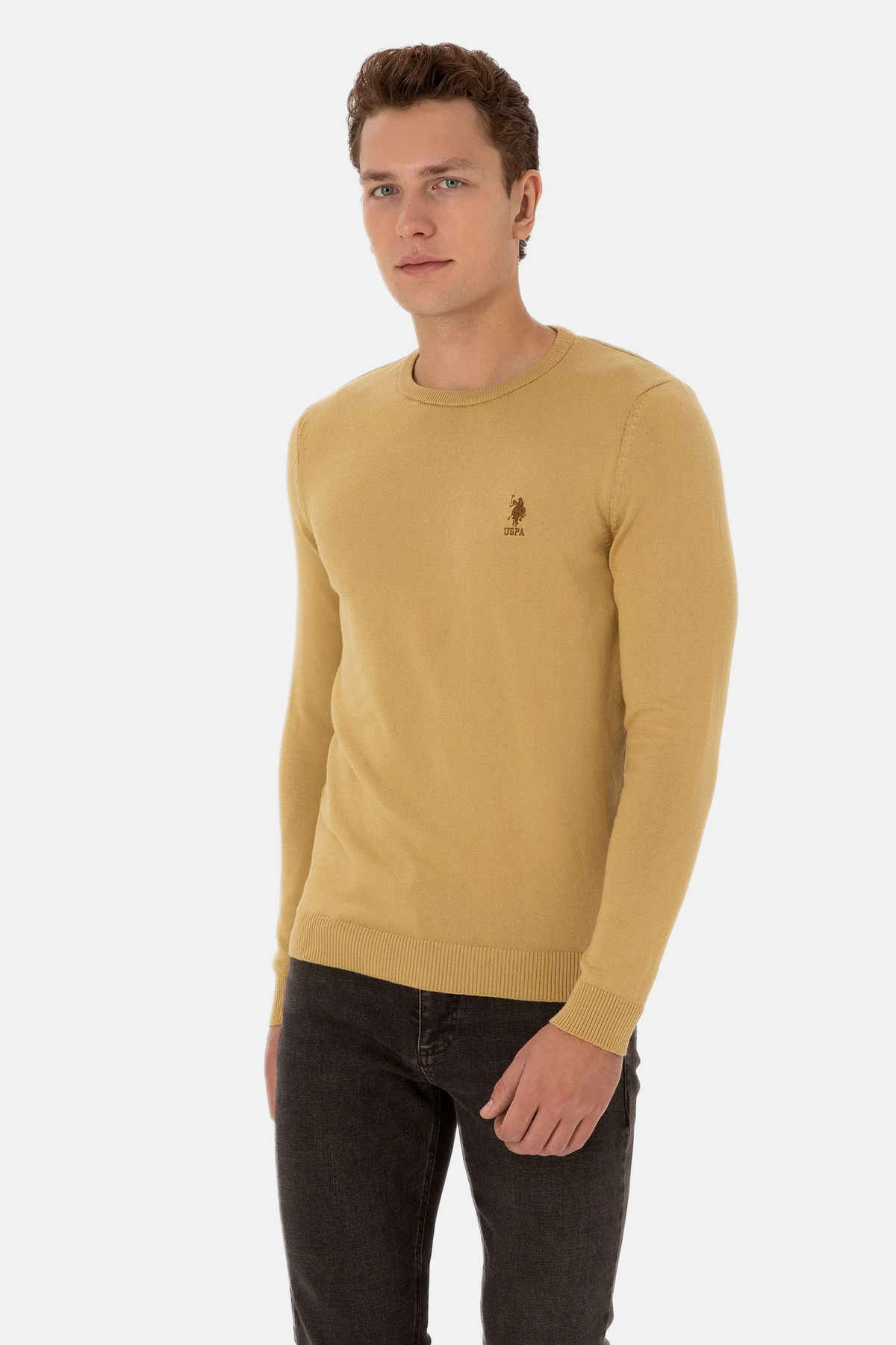 U.S. Polo Assn. smeđi muški džemper okrugli vrat
