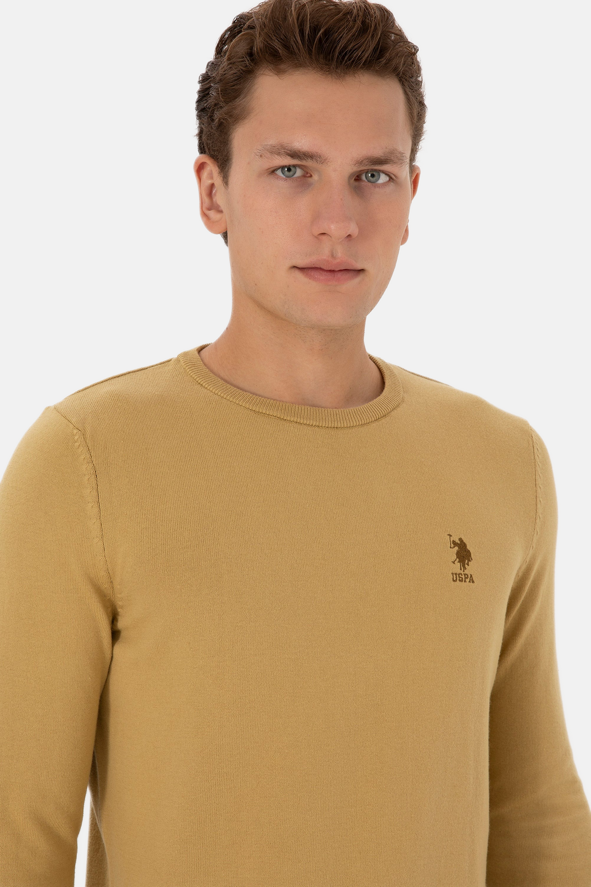 U.S. Polo Assn. smeđi muški džemper okrugli vrat