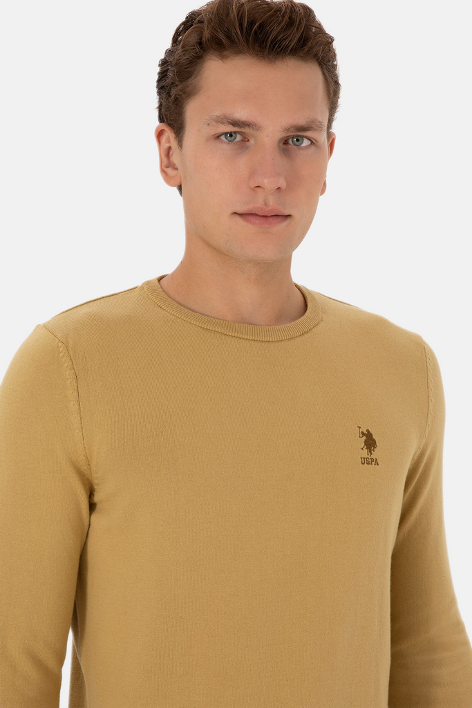 U.S. Polo Assn. smeđi muški džemper okrugli vrat-[SKU]