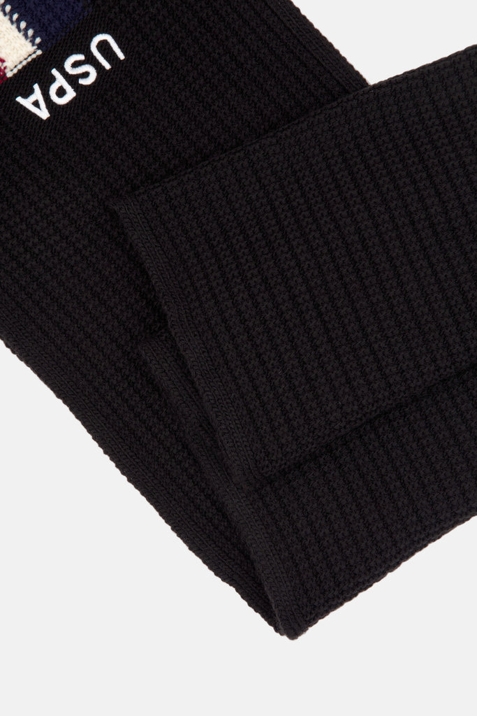 U.S. Polo Assn. crni muški šal s rebrastom teksturom-[SKU]