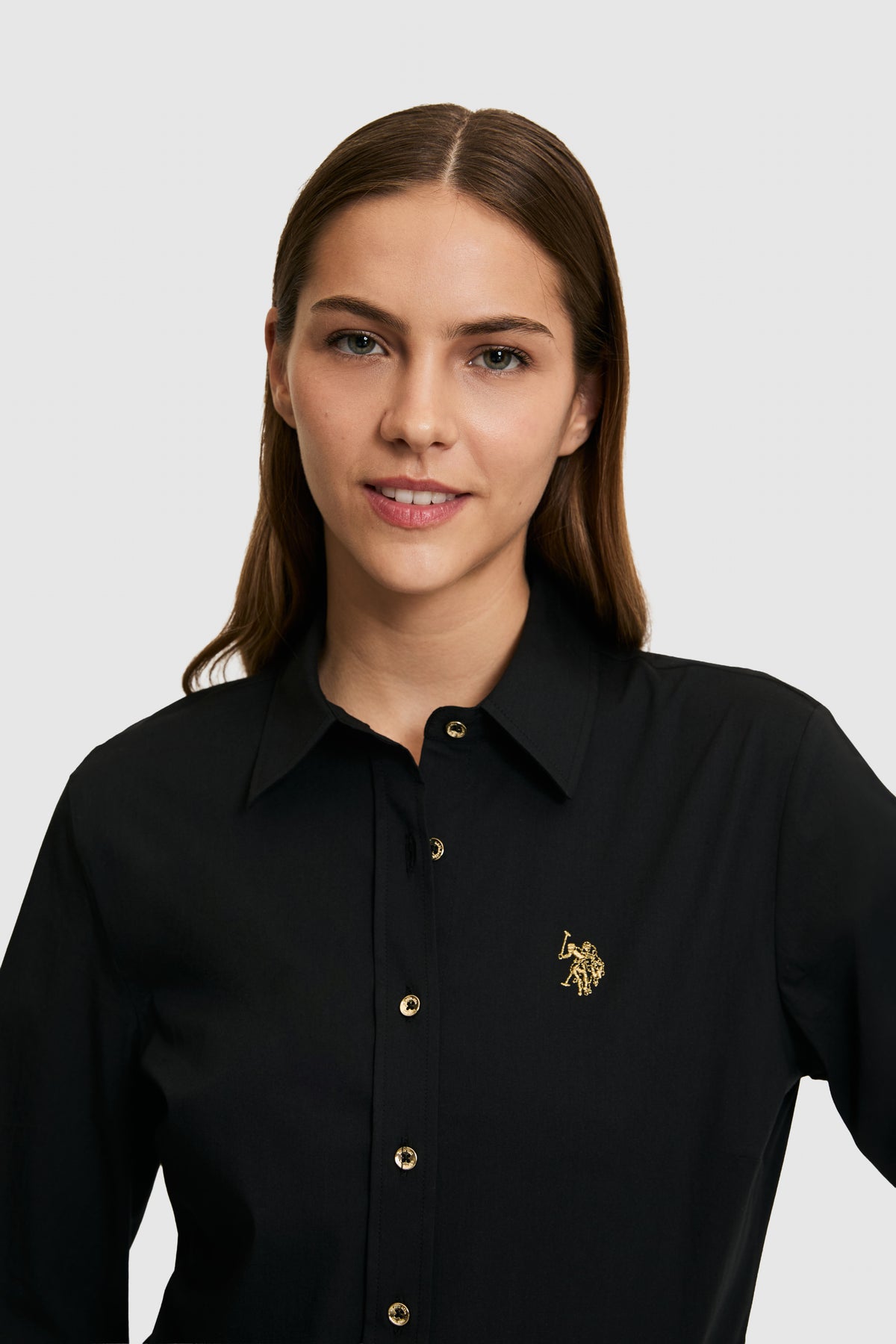 U.S. Polo Assn. crna ženska košulja sa zlatnim logom
