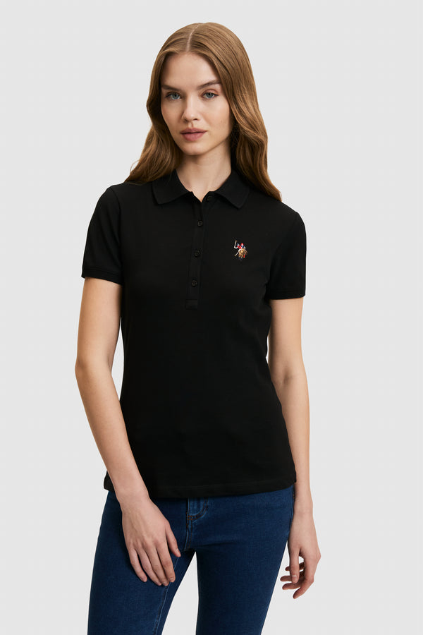 U.S. Polo Assn. crna ženska polo majica uskog kroja