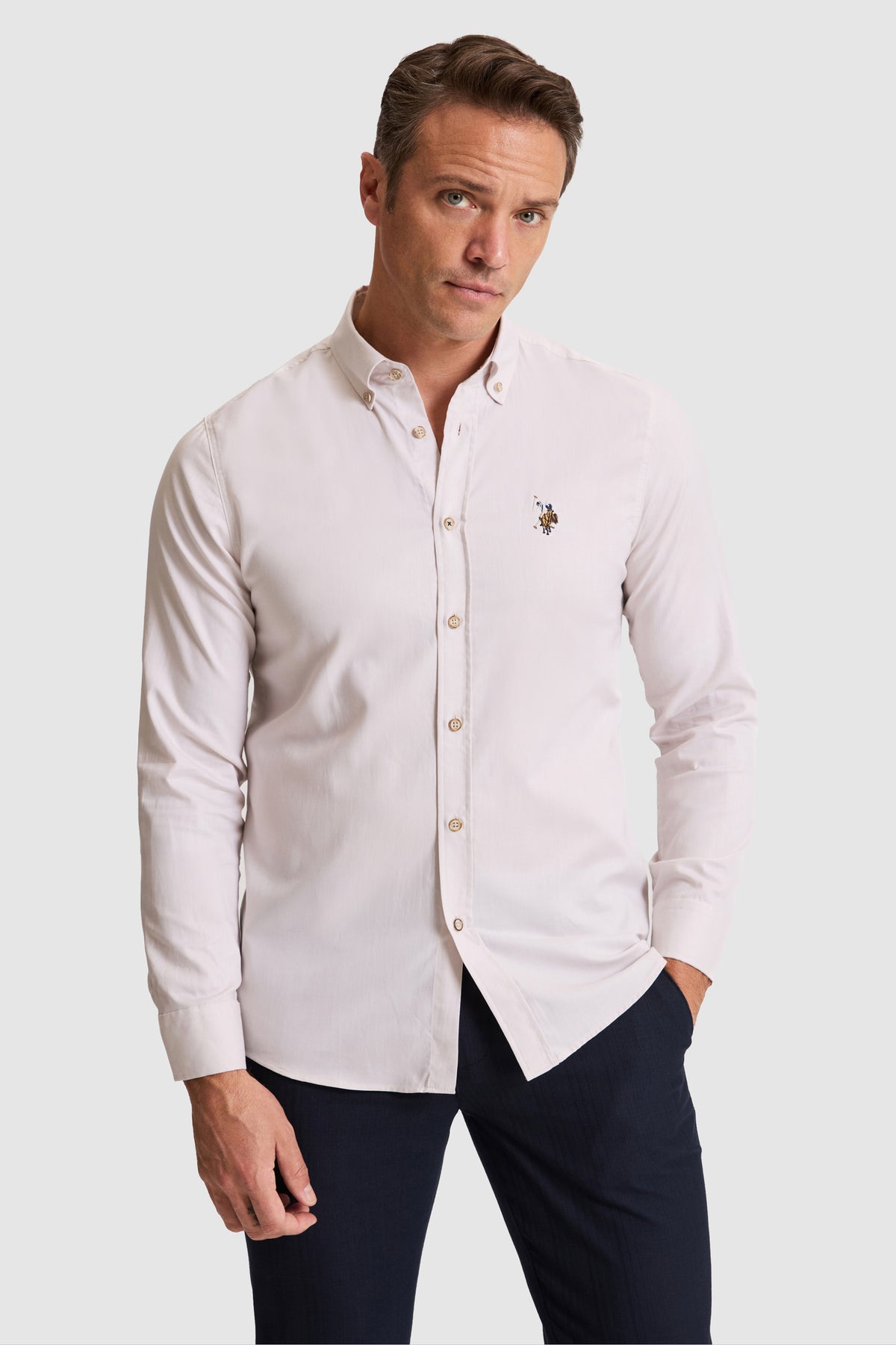 U.S. Polo Assn. bež muška slim oxford košulja