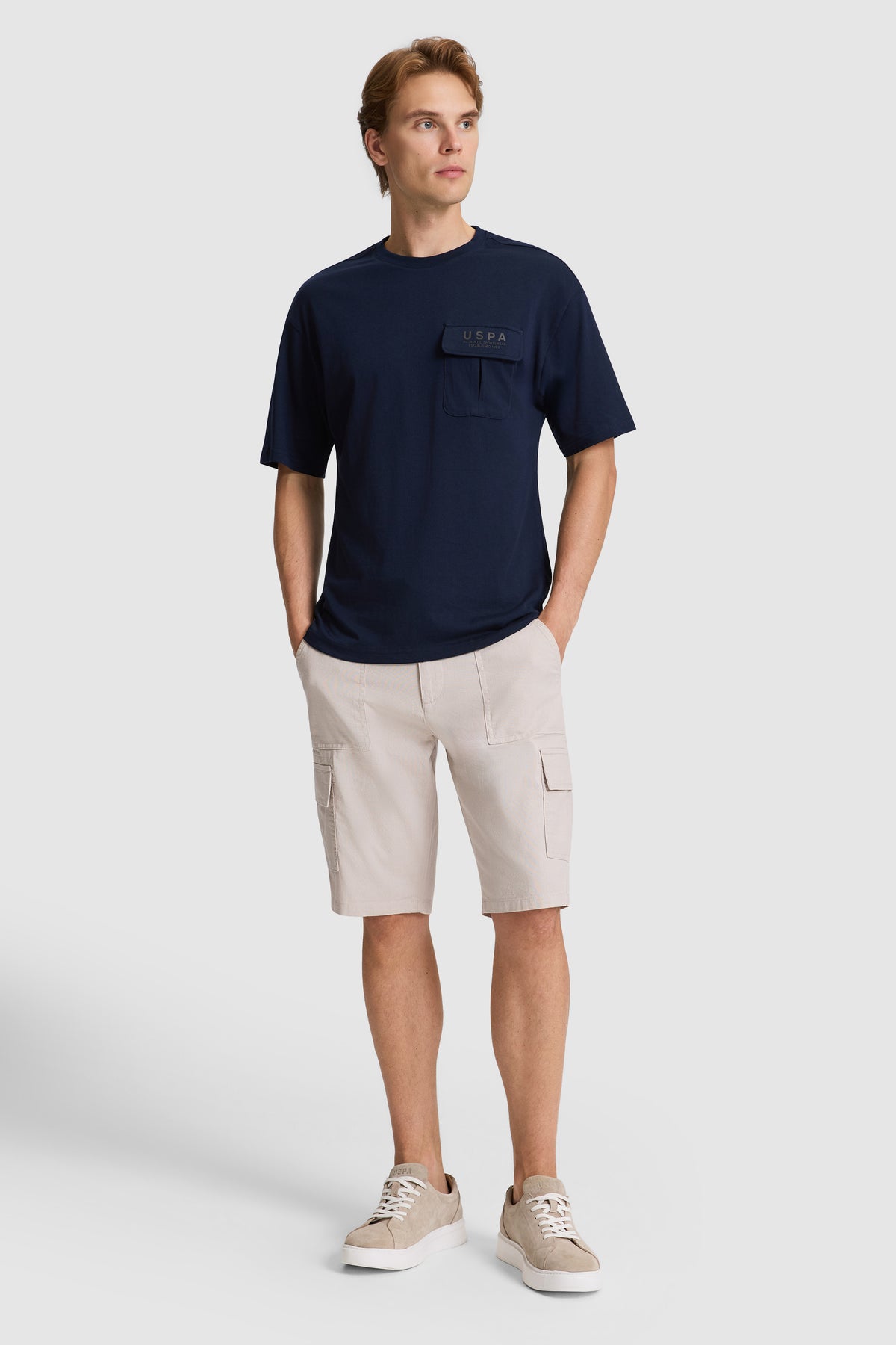 U.S. Polo Assn. bež muški cargo šorc do koljena