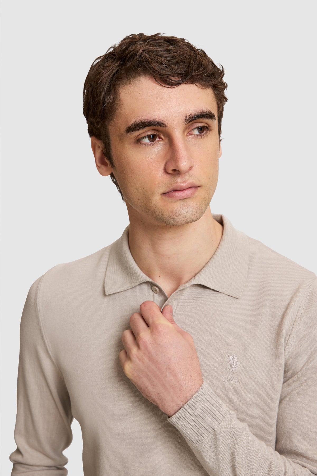 U.S. Polo Assn. bež muška polo majica dugih rukava