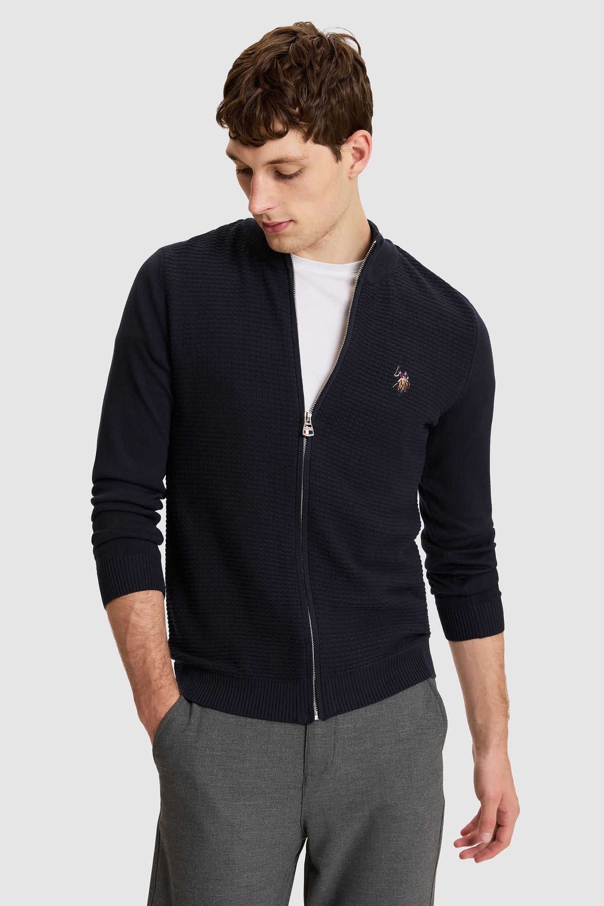 U.S. Polo Assn. teget muški kardigan s patentom