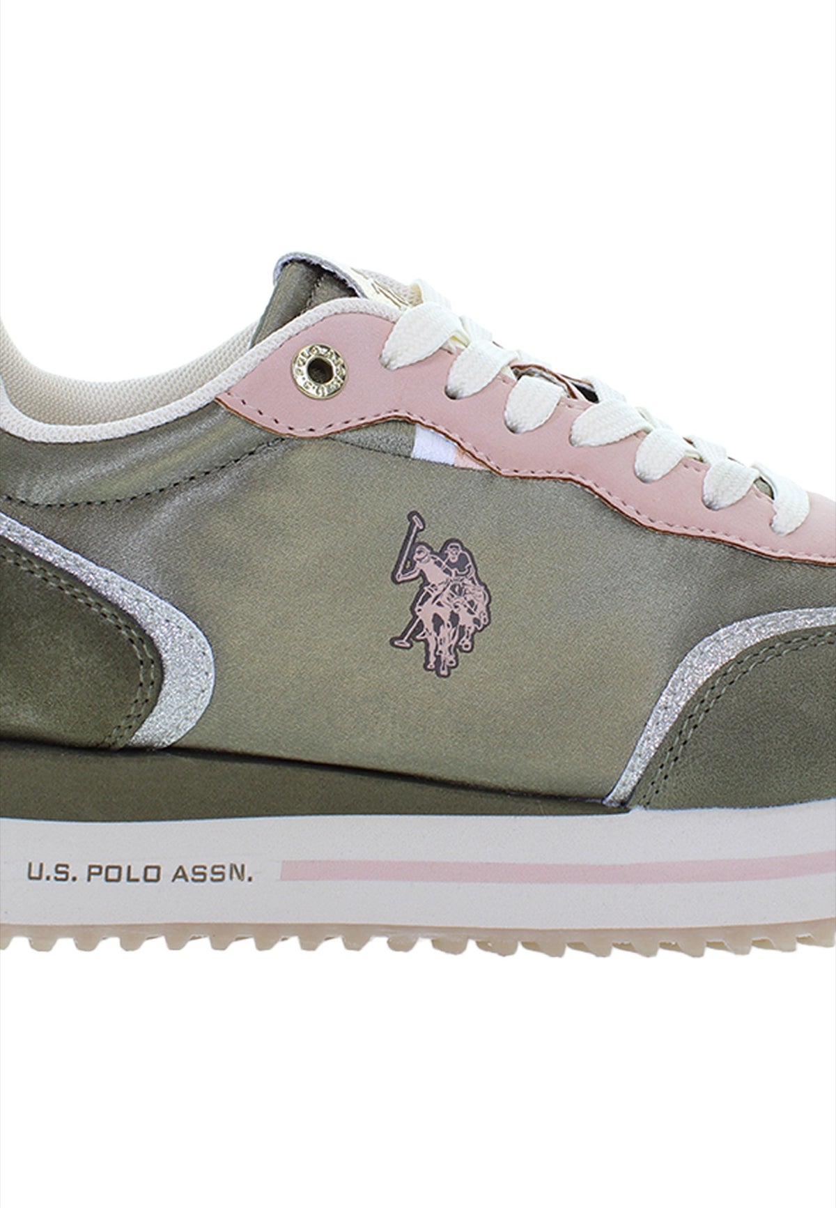 U.S. Polo Assn. zelene ženske patike s roza detaljima i debelim đonom