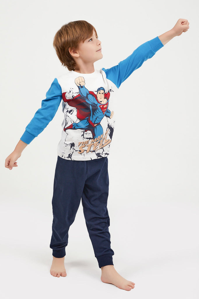 Superman bijela pidžama za dječake s likovima junaka