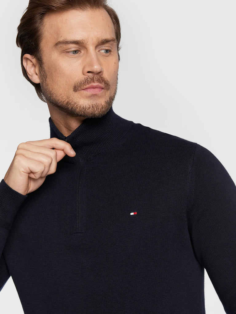 Tommy Hilfiger plavi muški džemper sa visokim ovratnikom-[SKU]