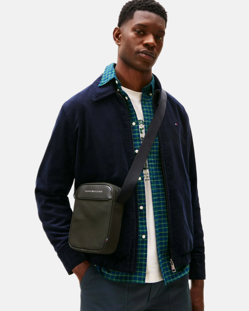 Tommy Hilfiger crna muška kožna torba-[SKU]