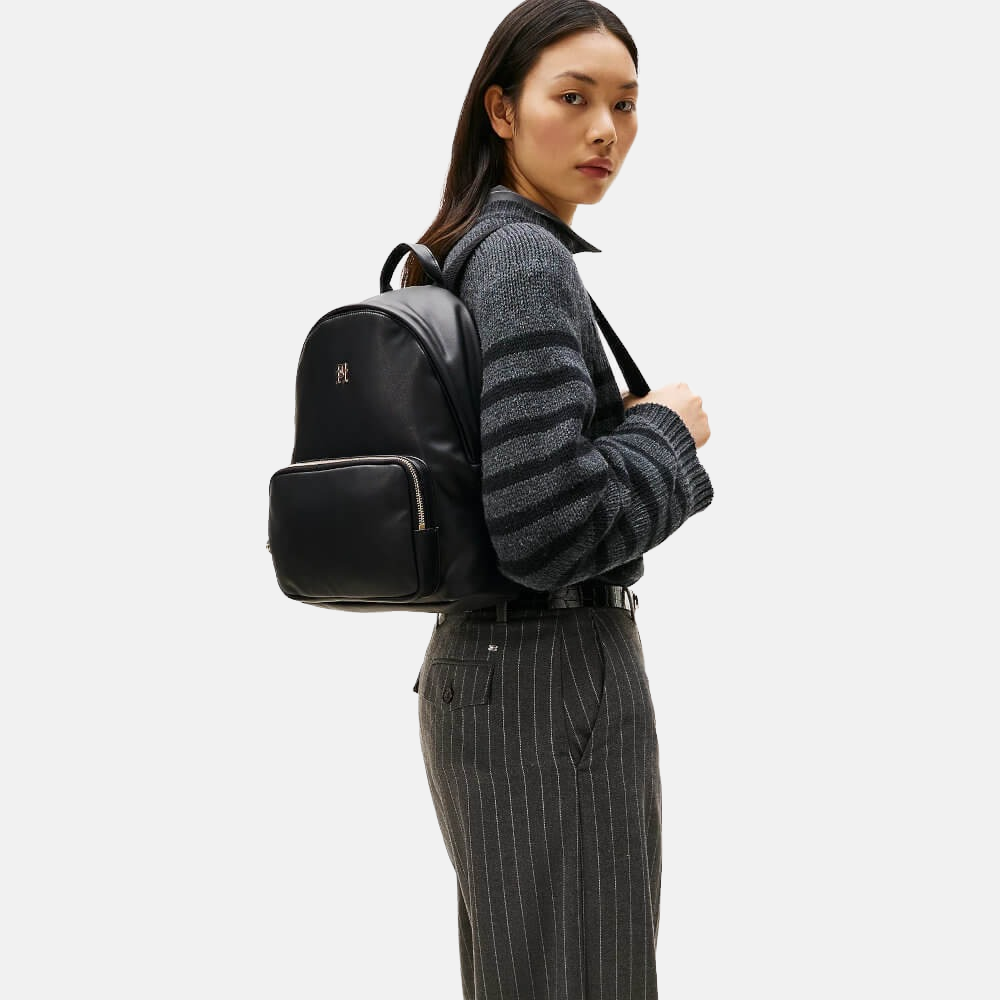 Tommy Hilfiger crni ženski ruksak sa velikim zasebnim džepom-[SKU]