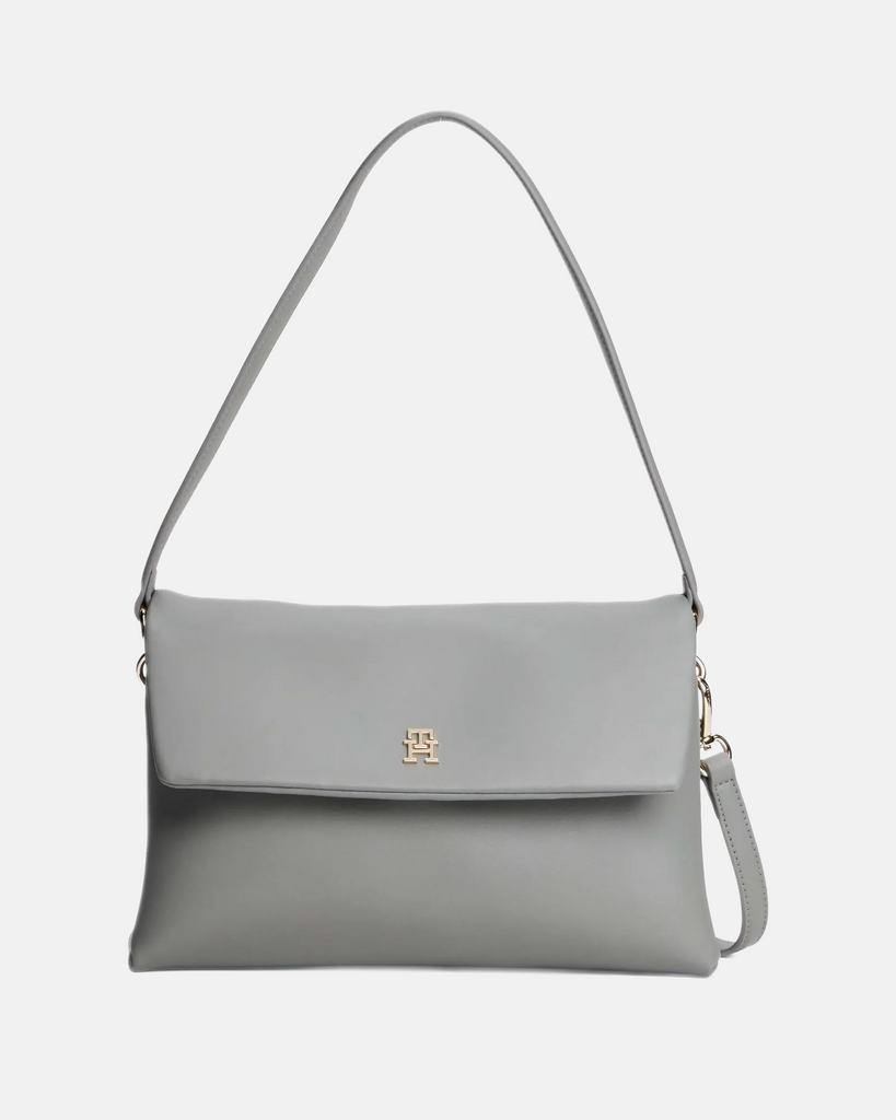 Tommy Hilfiger siva ženska torba sa malim zlatnim logom-[SKU]