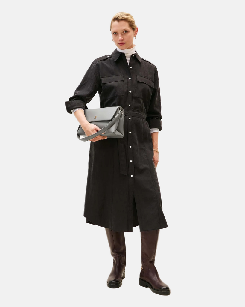 Tommy Hilfiger siva ženska torba sa malim zlatnim logom-[SKU]