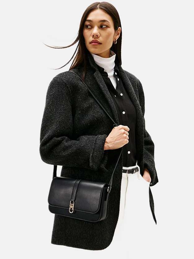 Tommy Hilfiger crna ženska torba sa elegantnom kopčom-[SKU]