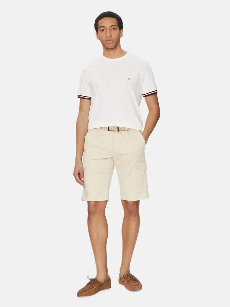 Tommy Hilfiger bijela muška majica s kontrastnim rukavima-[SKU]