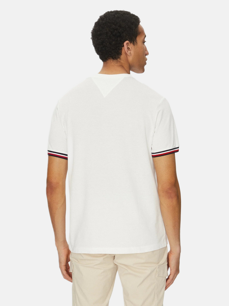 Tommy Hilfiger bijela muška majica s kontrastnim rukavima-[SKU]