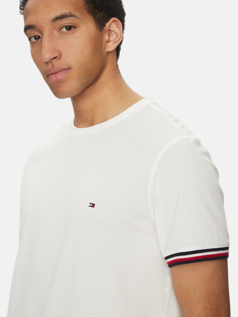 Tommy Hilfiger bijela muška majica s kontrastnim rukavima-[SKU]