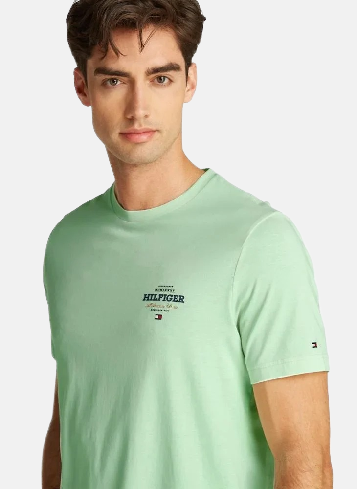 Tommy Hilfiger zelena muška majica s kratkim rukavima-[SKU]