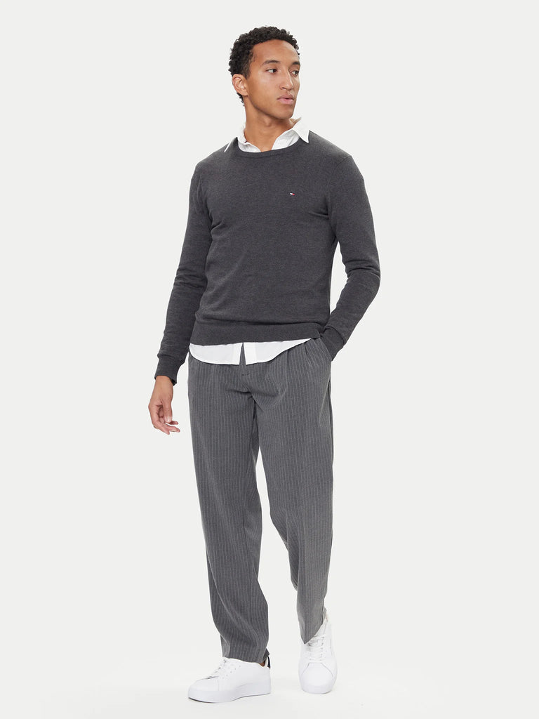 Tommy Hilfiger sivi muški džemper s okruglim izrezom-[SKU]